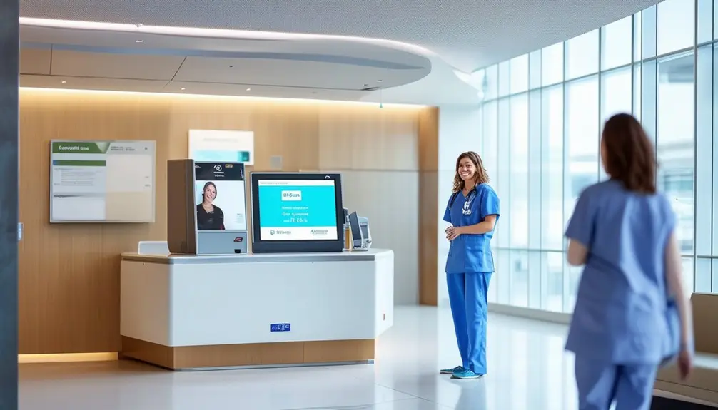 Modern Visitor Check-In for Hospitals 2 verifying ids with scanners