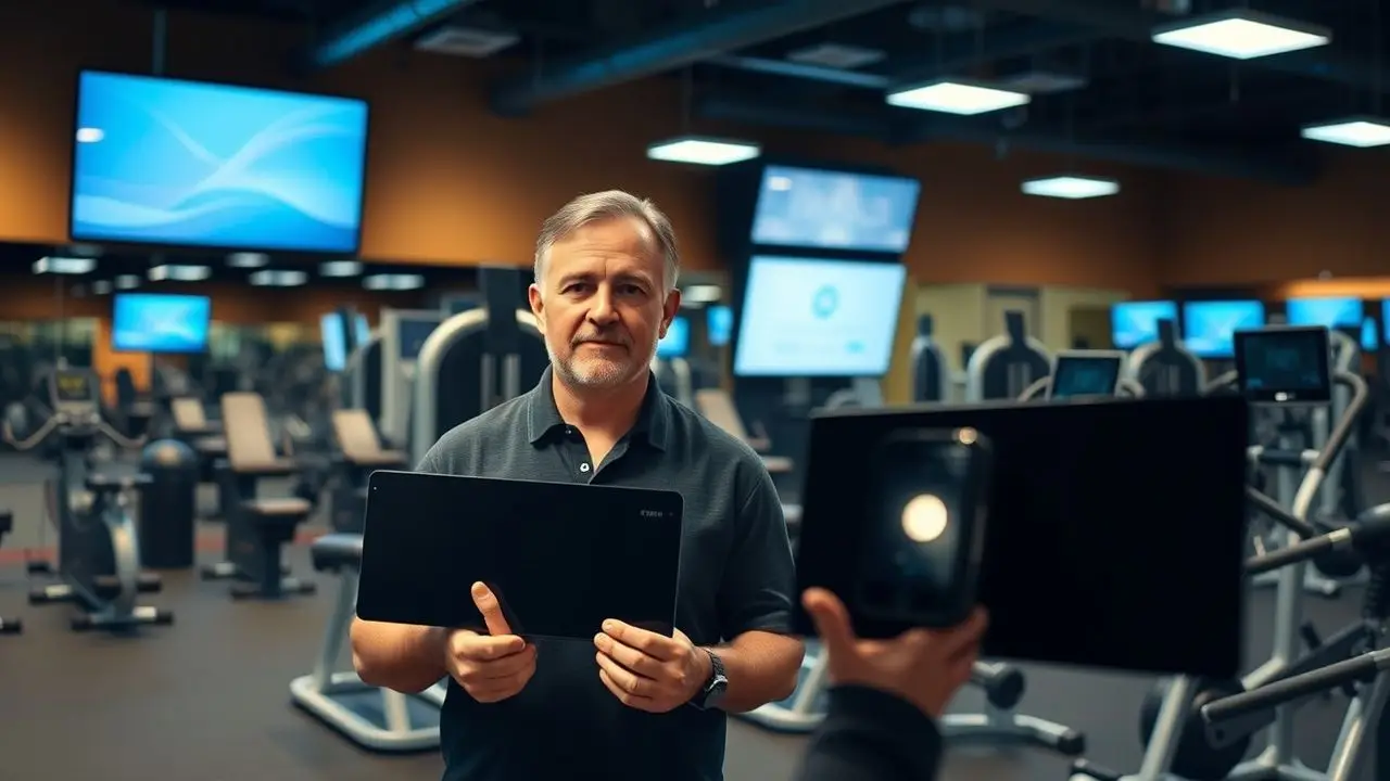 A gym owner evaluates digital signage options for their gym.