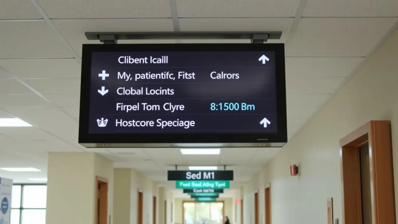 A digital hospital sign provides clear directions for patients and visitors. A digital hospital sign provides clear directions for patients and visitors.
