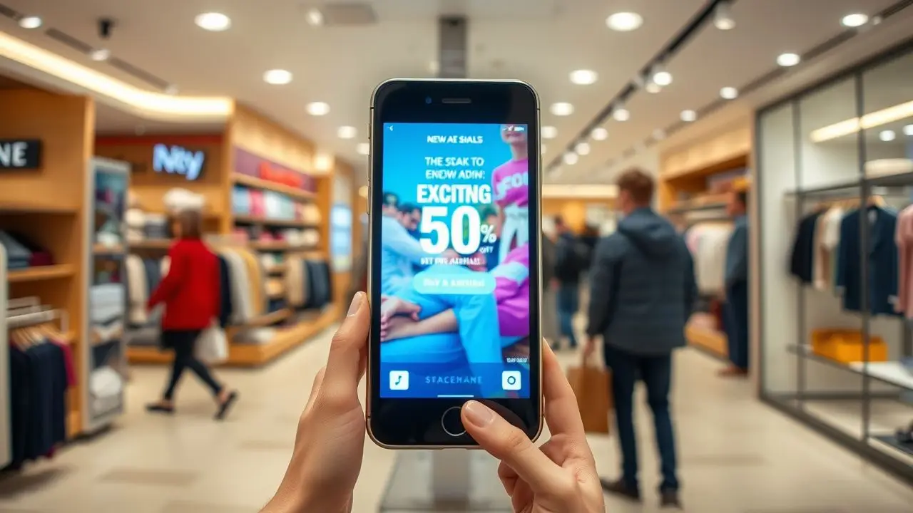 A retail store digital display showcasing promotions and new arrivals.