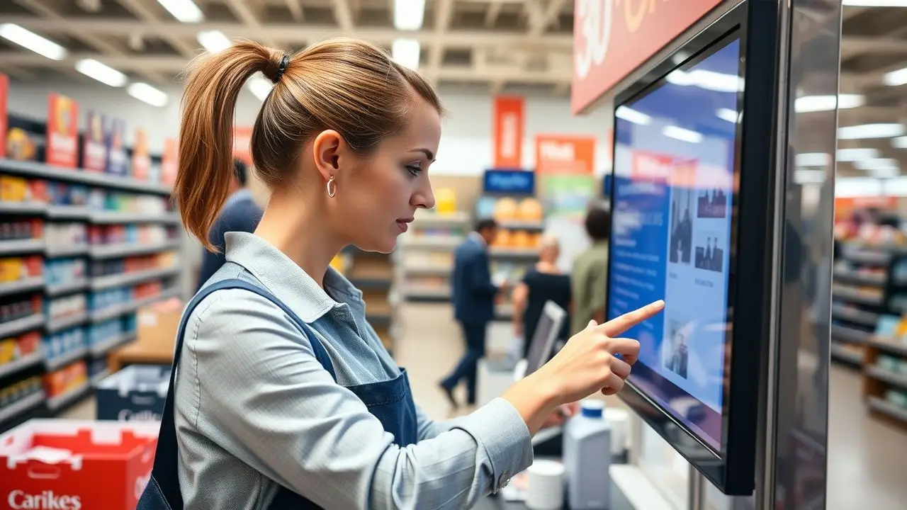 A woman in her 30s, working as a retail store manager. A woman in her 30s, working as a retail store manager.