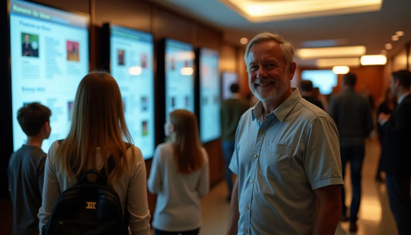 A bustling hotel lobby with guests engaging in activities and conversations. A bustling hotel lobby with guests engaging in activities and conversations.