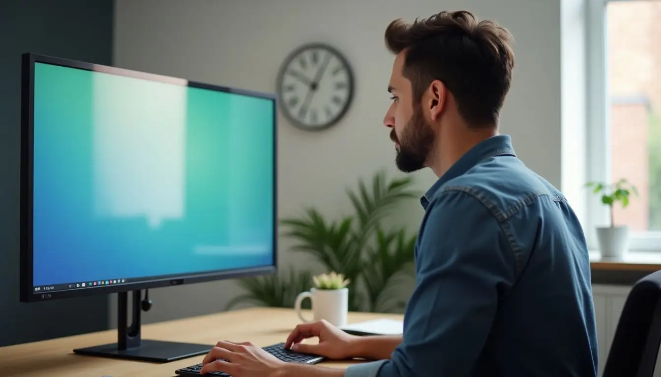 A studio owner setting up digital signage software in their space. A studio owner setting up digital signage software in their space.