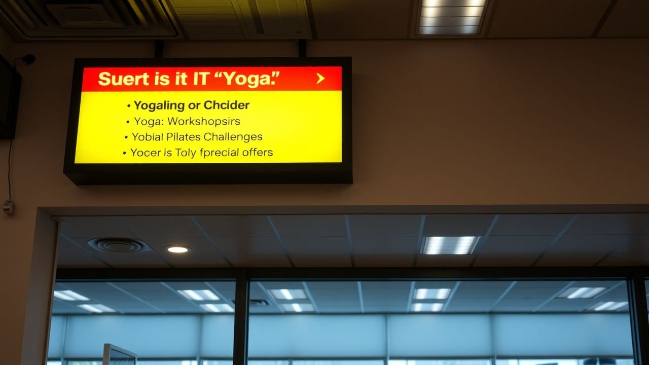 Upcoming gym events and success stories promoted on digital sign. Upcoming gym events and success stories promoted on digital sign.