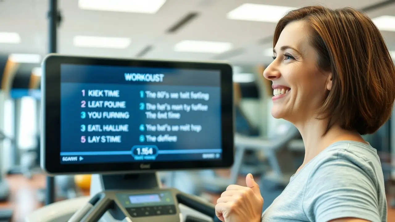 A woman in her mid-30s exercising at a modern gym. A woman in her mid-30s exercising at a modern gym.