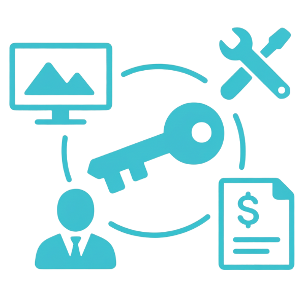 Turn-key digital signage solution as a service covering design, installation, content, and support