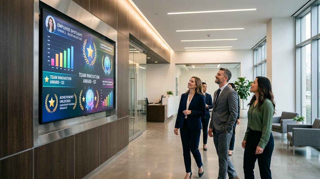 How Corporate Offices Use Digital Signage for Employee Recognition Displays 2 celebrate achievements boost engagement