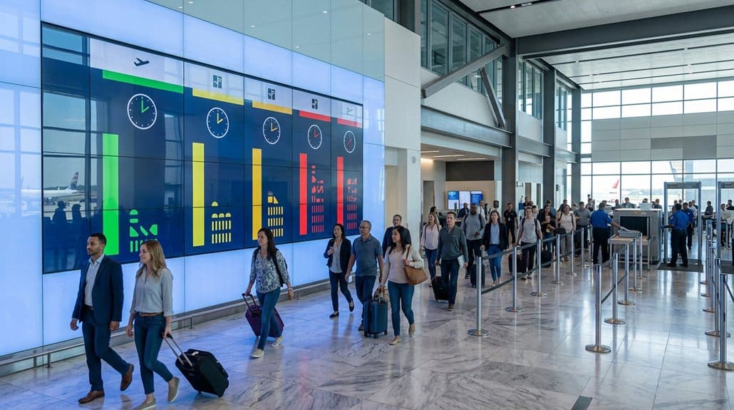 How Airports & Transportation Use Digital Signage for Security Wait Times 2 digital signs enhance security efficiency