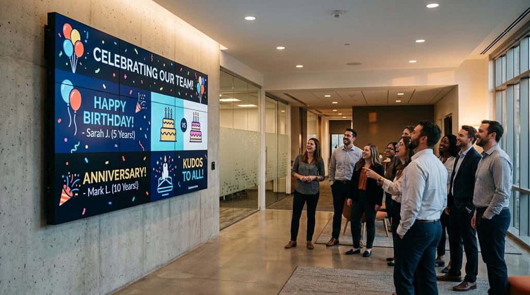 Creative Workplace Content Ideas Using Birthday and Anniversary Boards on Digital Signage 2 engaging interactive celebration displays