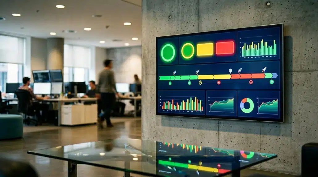 Using Build and Deploy Status on Digital Signage to Display Real-Time Metrics 2 real time deployment status visibility