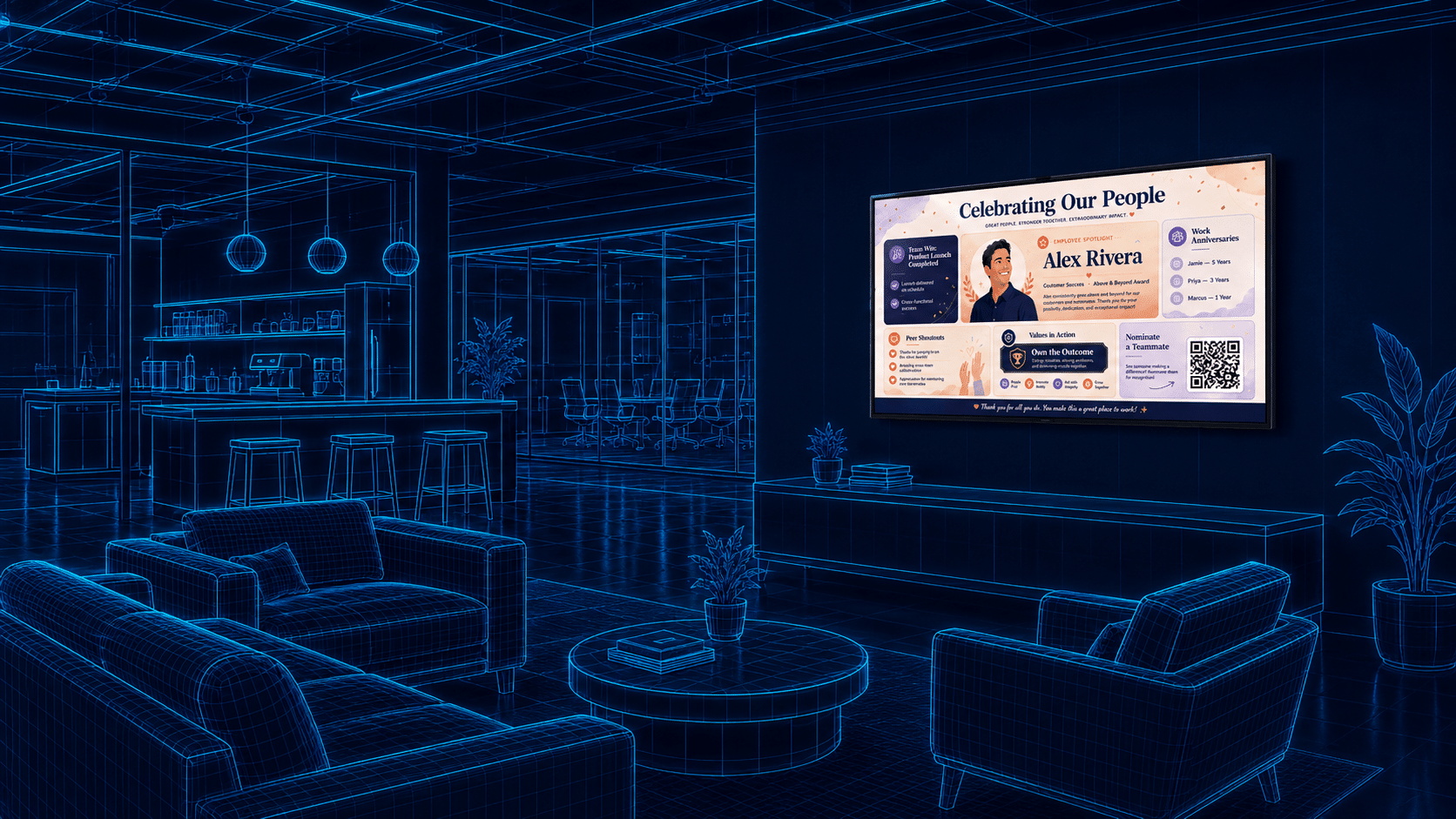 Corporate digital signage scene