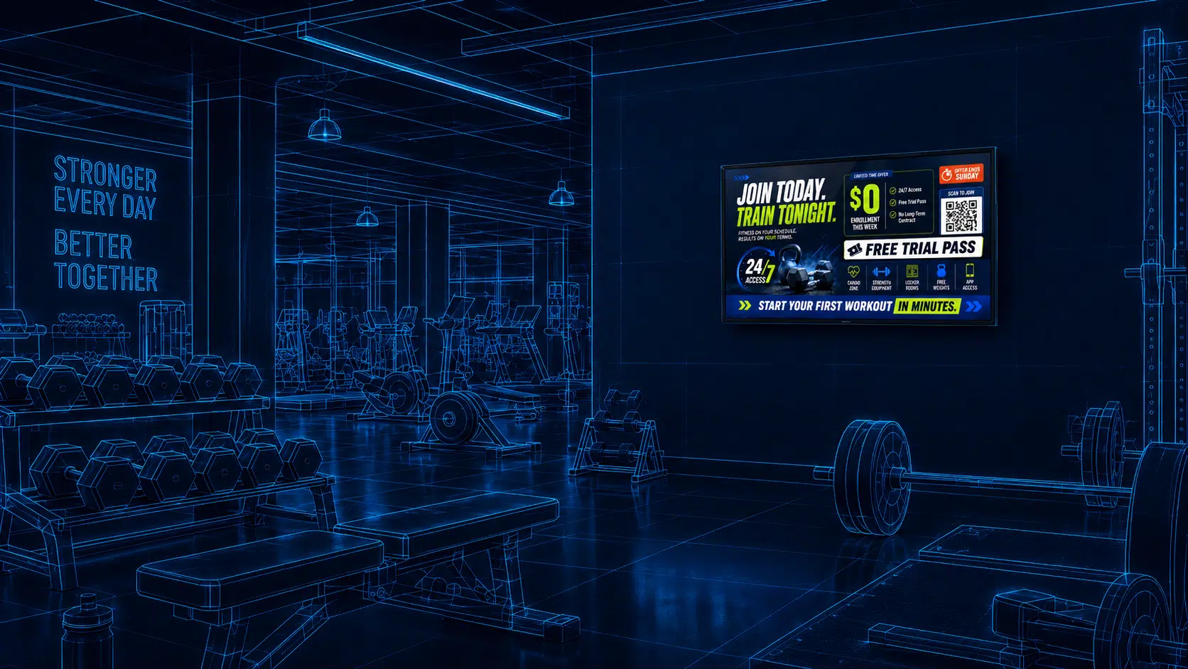 Fitness digital signage scene