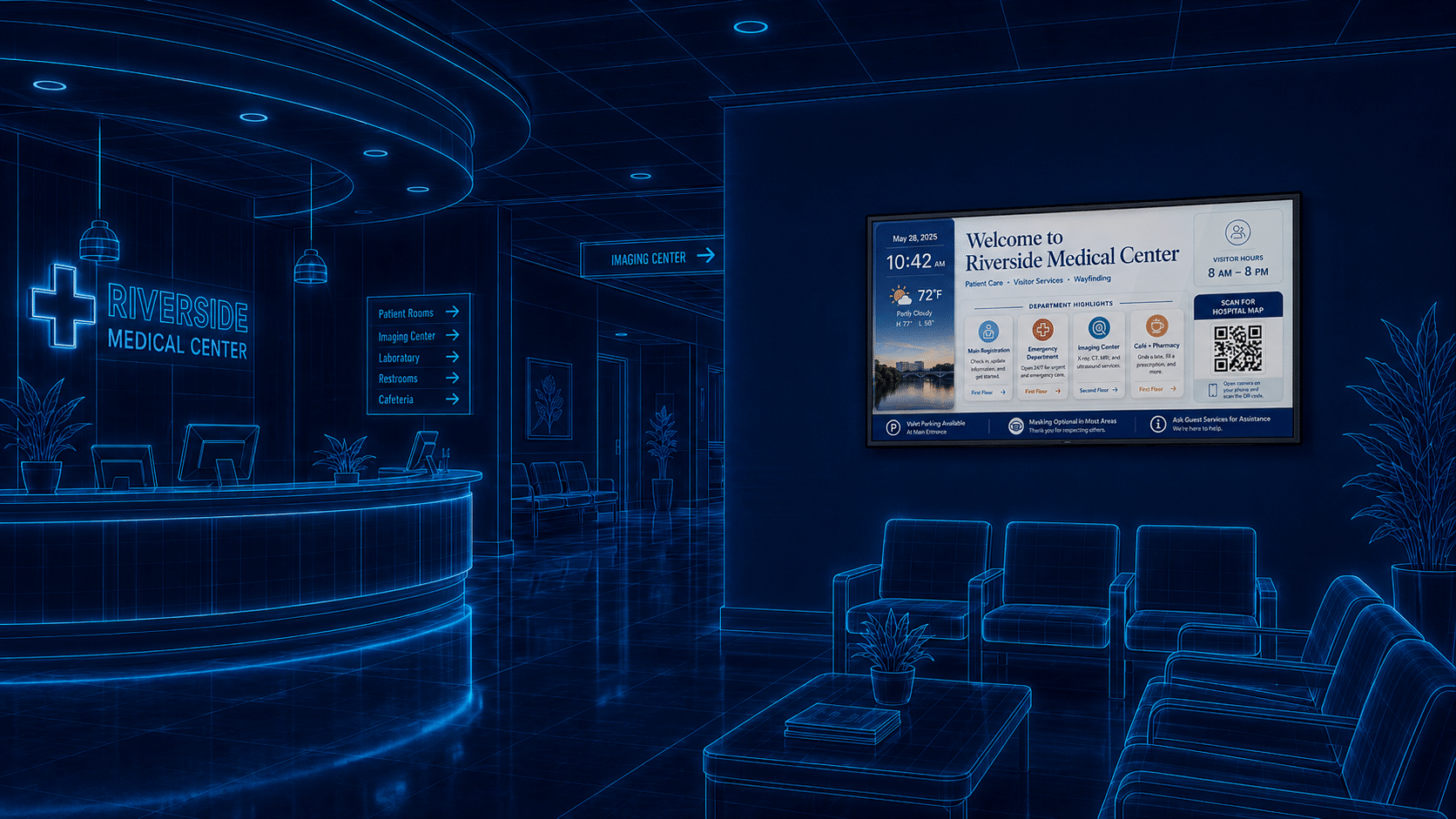 Healthcare digital signage scene