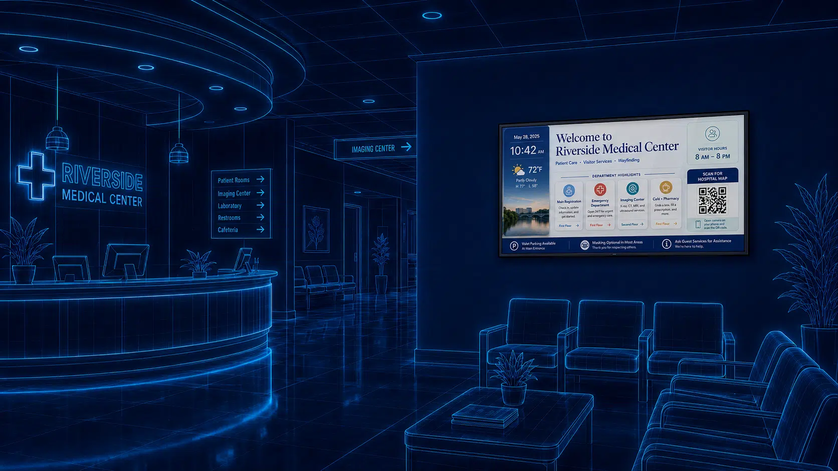 Healthcare digital signage scene
