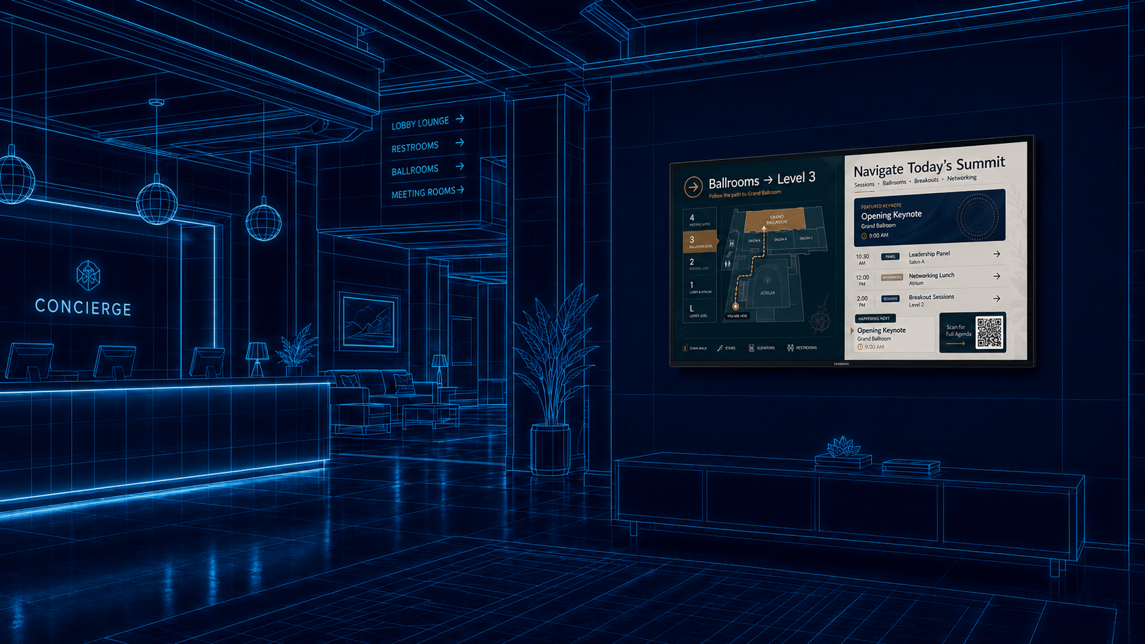 Hotel digital signage scene