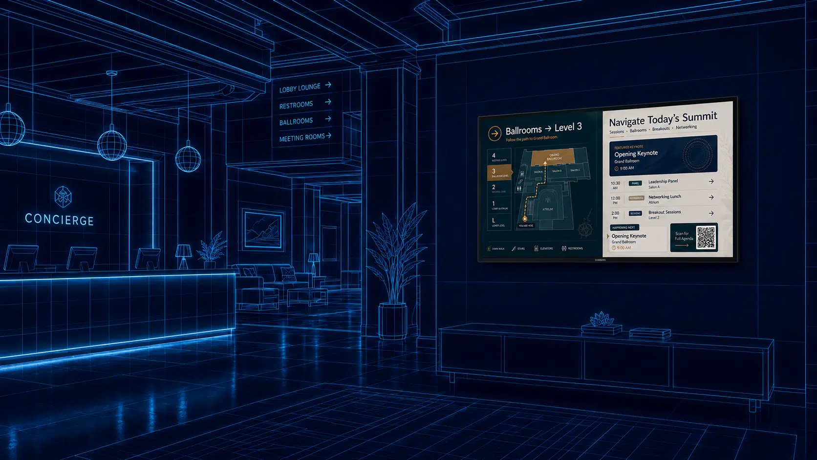 Hotel digital signage scene