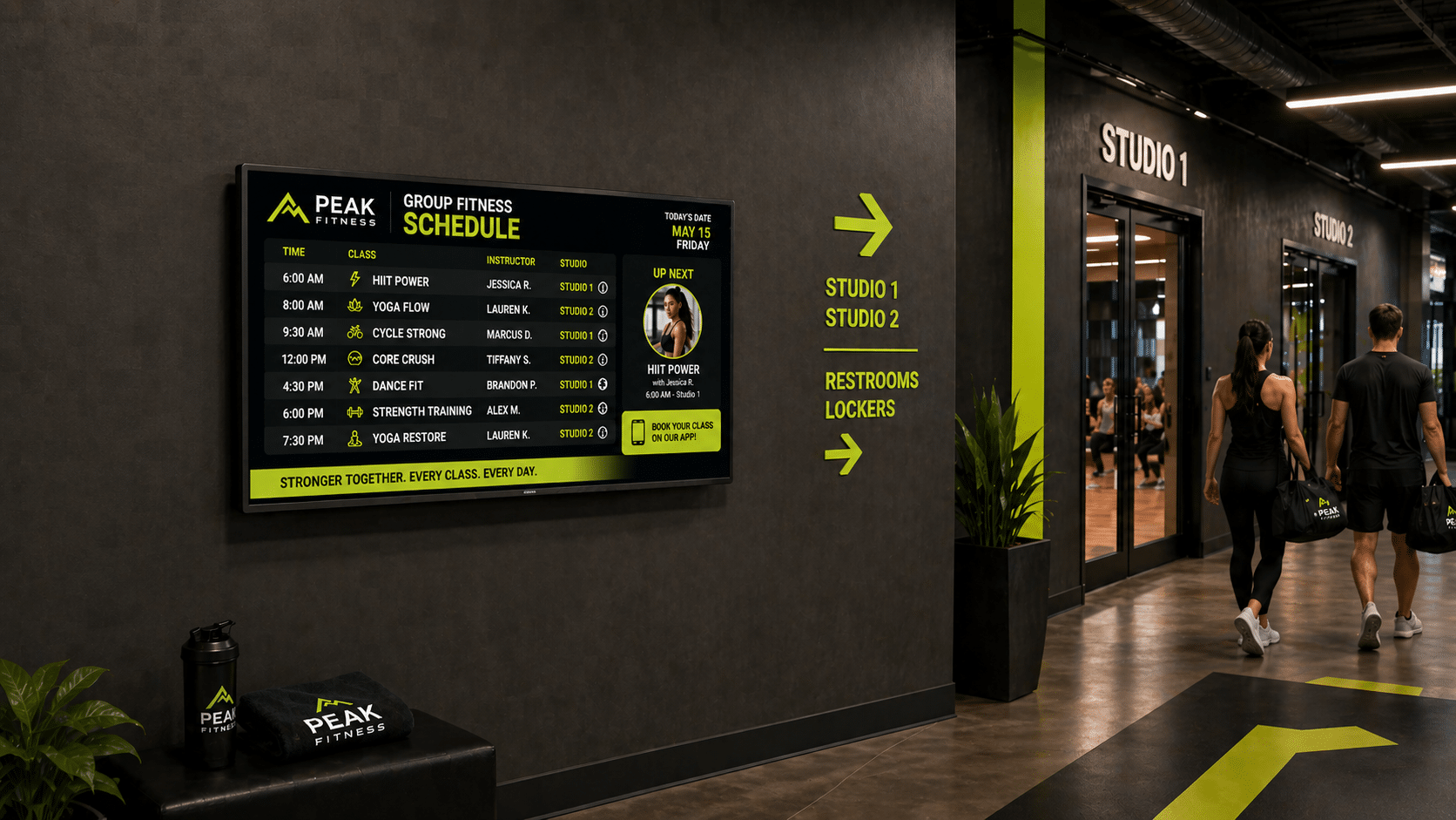 Set the vibe and promote specials with digital signage.