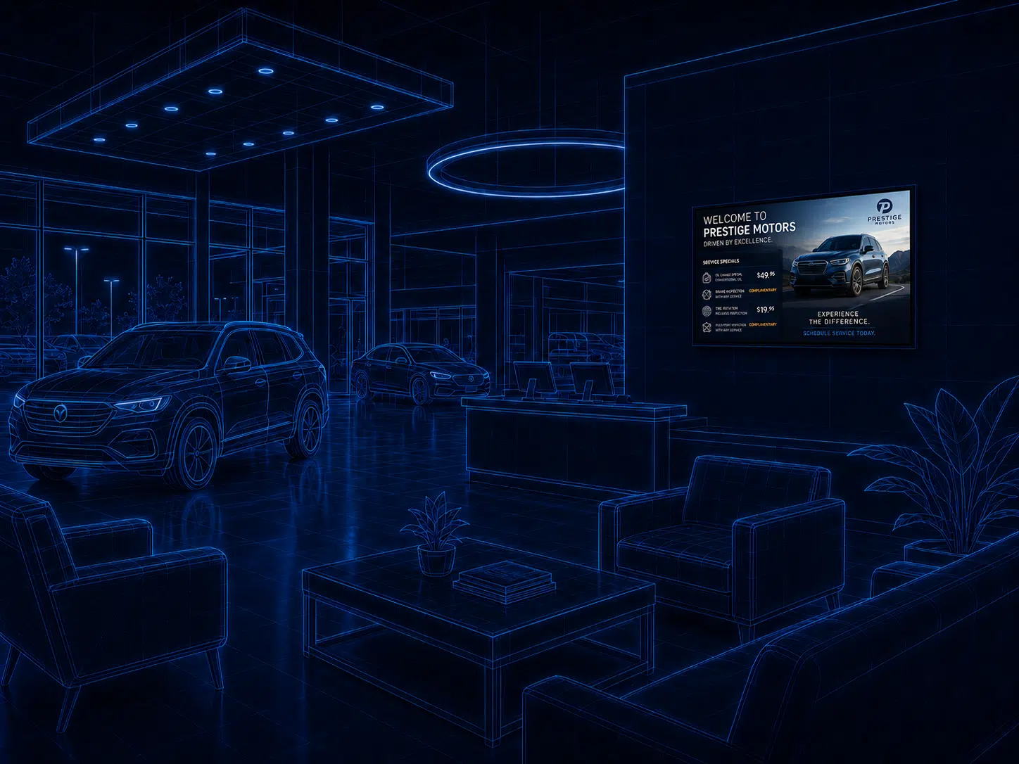 Corporate digital signage scene