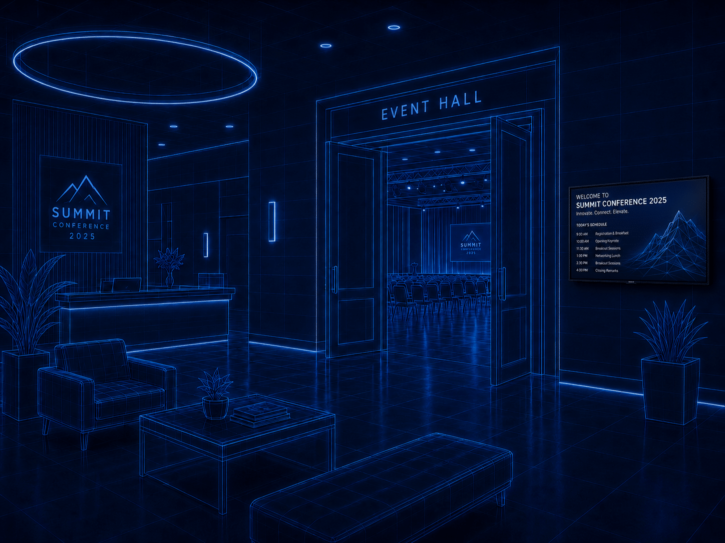 Corporate digital signage scene