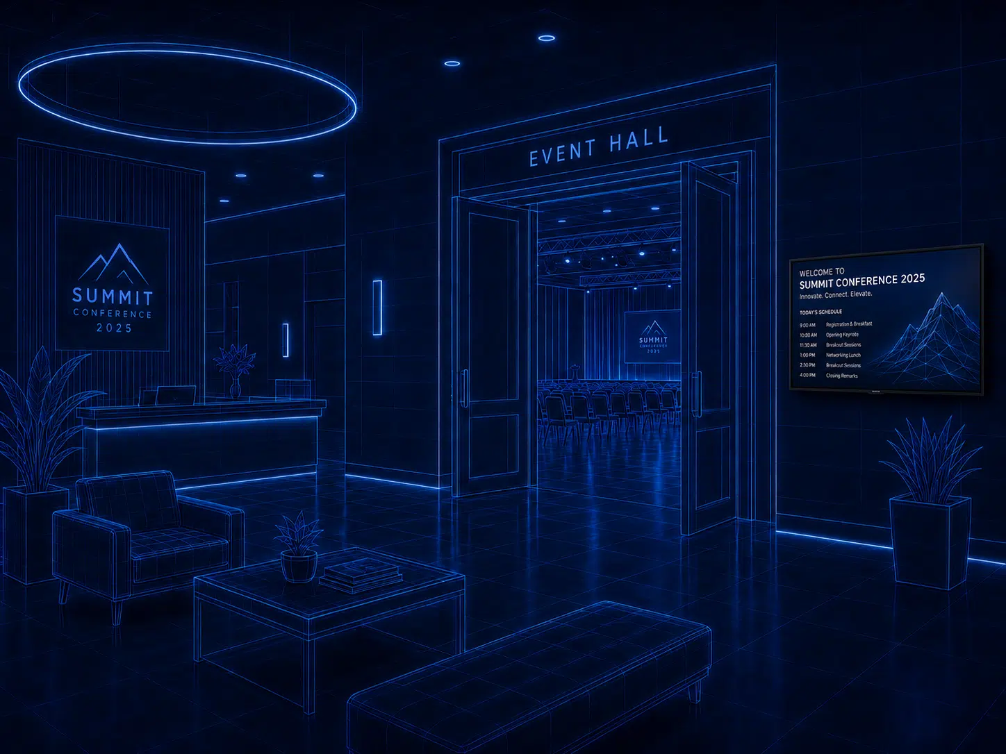 Corporate digital signage scene